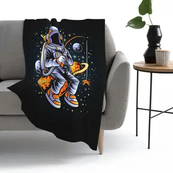 Ilustrácia Astronauti Rybárske Hviezdy Prikrývky Flanelové Ľahké Hodiť Deka pre Domáce Spálňa Cestovné Hodí prehoz cez posteľ Deka