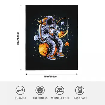 Ilustrácia Astronauti Rybárske Hviezdy Prikrývky Flanelové Ľahké Hodiť Deka pre Domáce Spálňa Cestovné Hodí prehoz cez posteľ Deka Obrázok 2