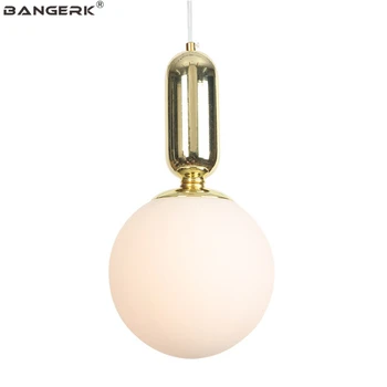 Jednoduché Loft Post Moderný Prívesok Lampy Domova LED Závesné Svetlo Jedáleň Bar Vnútorné Osvetlenie Železa sklenenú Guľu Droplight