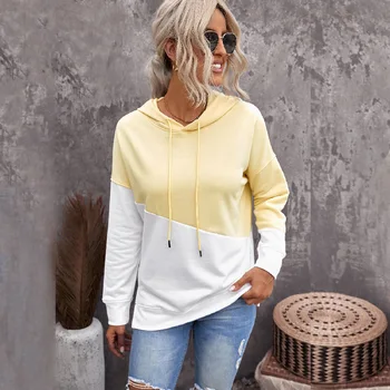 Jeseň Žena hoodies mikina Šitie farby s kapucňou sveter bežné dlhé rukávy Topy Jeseň streetwear Dámske Oblečenie 2021 Obrázok 2