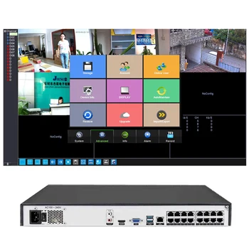 JIENUO 16CH POE NVR HD CCTV Bezpečnosti 16Channel Systém Sieťový Video Rekordér pre 5MP 4K 8MP Onvif IP Kamera XMEye Obrázok 2