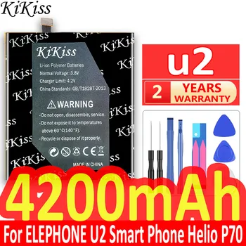 KiKiss U2(Pre ELEPHONE) 4200mah Výkonné Batérie pre ELEPHONE U2 Chytrý Telefón Heliograf P70 Vysokou Kapacitou Batterij + Trať Č.