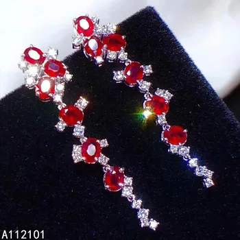 KJJEAXCMY jemné Šperky 925 Sterling Silver Prírodné Ruby Dievča, nové módne náušnice eardrop Podporu Test Čínsky štýl