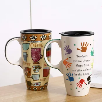 Kreatívne hrnček pohár s vekom pitnej pohár veľkú kapacitu šálku kávy domácnosti trend pár keramická šálka teacup