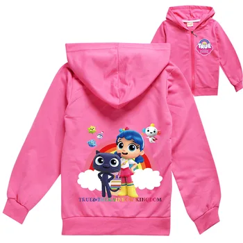 Krásne Pravdivé a Anime Dúhového Kráľovstva Oblečenie pre Deti Ružová Bunda s Kapucňou a na Zips Top Chlapcov Mikina Dievčatá Bežné Coats