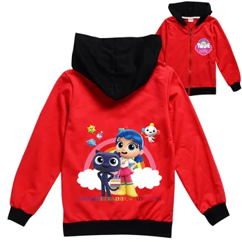 Krásne Pravdivé a Anime Dúhového Kráľovstva Oblečenie pre Deti Ružová Bunda s Kapucňou a na Zips Top Chlapcov Mikina Dievčatá Bežné Coats Obrázok 2