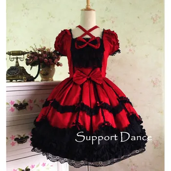 Krátky Rukáv Čipky Gothic Lolita Šaty Na Zákazku Plus Veľkosť L42