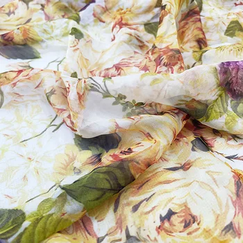 Kvetina Tlače Šifón 100% Polyester Textílie Mäkké, Módne Oblečenie, Sukne Ručné Diy Handričku pre Ženy Šaty od Merač Lete Obrázok 2