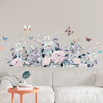 Kvety Samolepky na Stenu Posteľ Dekorácie Butterfly Home Decor PVC DIY Vinyl Stenu pre Spálne, Gauč TV Laday Dary Obrázok 2