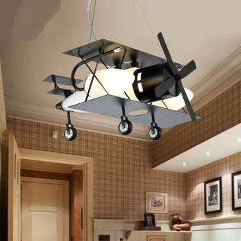 LED lampa chlapec spálňa Prívesok Svetlá NOVÉ nové Americké lietadlo deti miestnosti tvorivé cartoon retro prívesok osvetlenie ET49