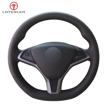 LQTENLEO Čiernej Umelej Kože, Ručne šité Auto Volant, Kryt pre Tesla Model S 2009-2021 Model X 2012-2020