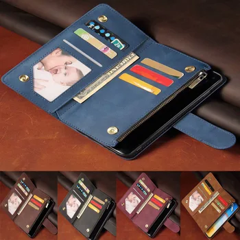 Luxusná Kožená Peňaženka Pre POCO F3 Prípade Magnetické Zips Peňaženky Mobile Retro Peňaženky Flip Karty Stojan POCO F3 Ortuť Kryt