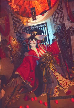Mae Tamamo Onmyoji Hra Cosplay Mae Tamamo cosplay kostým, šaty Nádherné kimono kostým kompletnú Sadu kvalitných súkromných vlastných ma