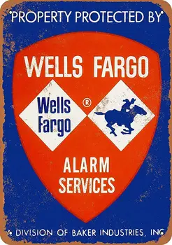 Majetok Chránený Wells Fargo Plagát Zábavné Art Decor Vintage Hliníkové Retro Kovov Cín Prihlásiť Lakovanie Ozdobné Znaky 20x30cm
