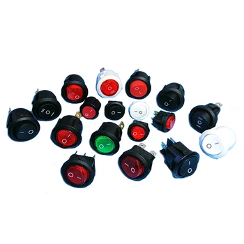 Malé kolískový spínač, priemer 22 mm, čierny okrúhly mini kolo prepínač čierna biela červená 2-pin 3-pin
