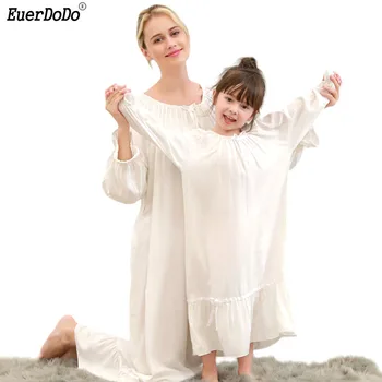 Matka A Dcéra Nightgown Jeseň Zima Sleepwear Pre Dievčatá Nightdress Bavlna, Dlhý Rukáv Zodpovedajúce Vianočné Pyžamá Obrázok 2