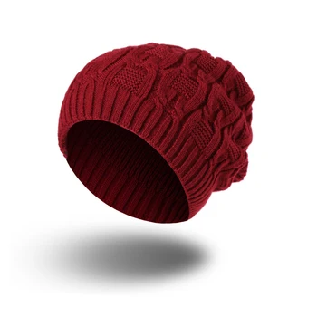 MingJieBiHuo nová móda na Jeseň a zimu Hrubé teplé pletené klobúk šesť farieb k dispozícii dvojvrstvové temperament pohodlné klobúk Obrázok 2