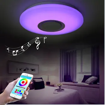 Moderné RGB Stropné svietidlo Spálne Dekorácie Stropné Svietidlo Hudby pomocou Bluetooth Reproduktor Také Farby, Svetlá, Osvetlenie Spálne