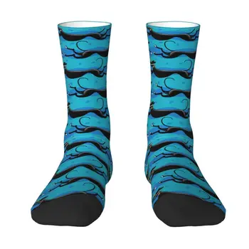 Modrá Zoomies Vzor Muži Ženy Posádky Ponožky Unisex Móda 3D Vytlačené Whippet Lurcher Psa Šaty Ponožky