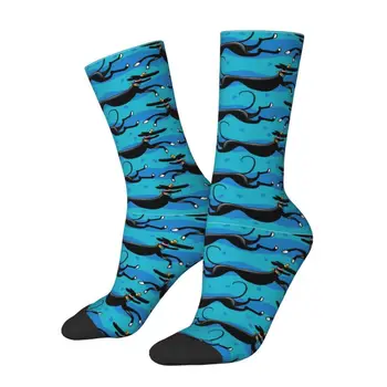 Modrá Zoomies Vzor Muži Ženy Posádky Ponožky Unisex Móda 3D Vytlačené Whippet Lurcher Psa Šaty Ponožky Obrázok 2