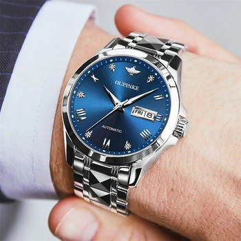 Muži Klasické Obchodné Hodinky Vodotesné Luxusné Automatické Hodinky Pánske Sapphire Dátum Svetelný Multifunkčné náramkové hodinky pre Človeka