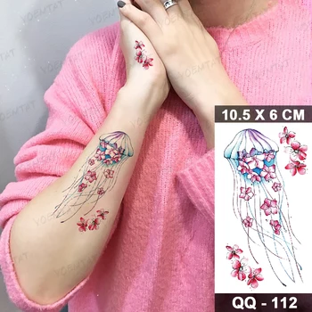 Móda Krásny Motýľ Kvet Čerstvé Dieťa Nepremokavé Dočasné Tetovanie Nálepky Rameno Ruku Body Art Flash Falošné Tetovanie Žena Obrázok 2