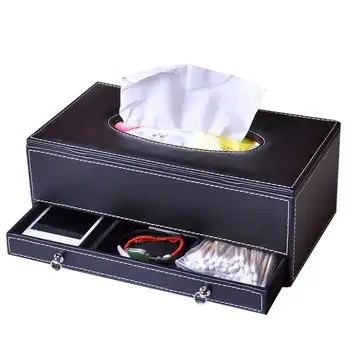 Móda Multifunkčné Tkaniva Čerpanie Box Pu Kožené Box Zásuvky Ploche Úložný Box