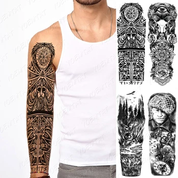 Nepremokavé Dočasné Plný Arm Tattoo Nálepky Maori Totem Indickej Tribal Demon Flash Tetovanie Človeka Body Art Falošné Rukáv Tatto Ženy