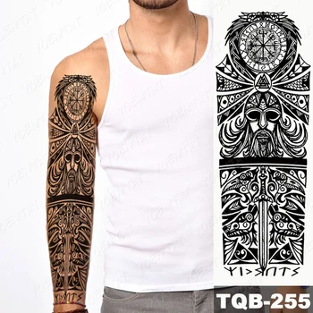 Nepremokavé Dočasné Plný Arm Tattoo Nálepky Maori Totem Indickej Tribal Demon Flash Tetovanie Človeka Body Art Falošné Rukáv Tatto Ženy Obrázok 2
