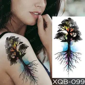 Nepremokavé Dočasné Tetovanie Nálepka Family Tree Kompas Flash Tatto Dreamcatcher Jednorožec Body Art Rameno Falošné Tetovanie Ženy Muži Obrázok 2