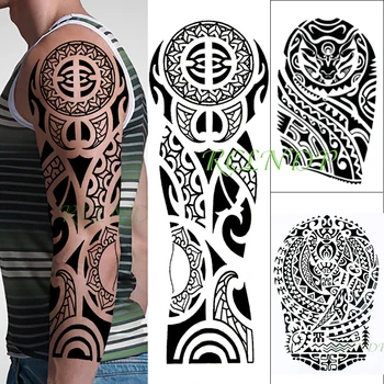 Nepremokavé Dočasné Tetovanie Nálepky Tribal Totem Starej Školy Plné Rameno Falošné Tatto Flash Rukáv Veľké Tetovanie pre Mužov, Ženy 3 Ks