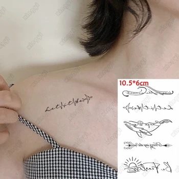 Nepremokavé Dočasné Tetovanie Nálepky Veľryba Vlny Šípku Malé Prvok Deti Tetovanie Body Art Vody Prenos Flash Tatto Ženy Muži Obrázok 2