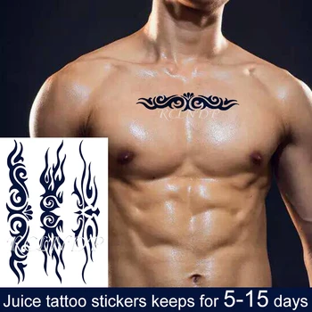 Nepremokavé Dočasné Šťavy ink Tattoo Nálepky Totem Národnej Line Design Šípku Ovocie Gél dlhotrvajúci tatto Art pre Mužov, Ženy Obrázok 2