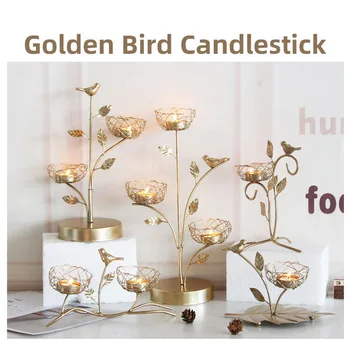 Nordic kovaného železa zlatý vták aróma svietnik výzdoba, romantické tabuľka stolné dekorácie malé zariadenie 1PCS
