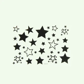 Nový Roztomilý Duté Solid Black Päť-špicaté Hviezdy Nepremokavé Dočasné Tetovanie Nálepku 17*16 cm Obrázok 2