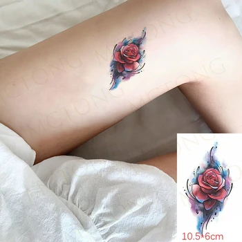 Nový Vodotesný Dočasné Tetovanie Nálepky Klasické Červené Ruže Sexy Body Art Flash Falošné s Pre Ženy Muži Obrázok 2