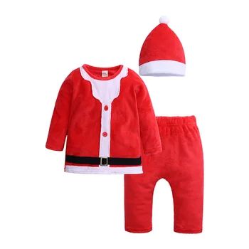 Otec Vianoc Detské Oblečenie Sady Fleece Červená Novorodenca T-Shirt Nohavíc Čiapky Vyhovuje Dievčatá Kombinézach Kostýmy Santa Oblečenie 0-2Year