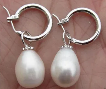 očarujúce pár 11-12mm south sea barokový white pearl náušnice 14k Obrázok 2