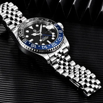 PAGANI DIZAJN GMT Mužov Luxusné Mechanické Náramkové hodinky 100M Vodotesné Sapphire Svetelný Keramické Hodinky Plné Oceľové Potápanie Muž Hodiny Obrázok 2
