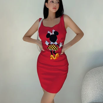 Party Šaty Disney Šatka Večer Módne Tela Šaty Mickey Mini Sexy Tlač Y2k Minnie Mouse Prom Elegantné Elegantná Žena Žena