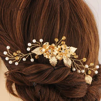 Pearl svadobné šperky crystal svadobné špirála vložená česať vlasy ozdoby jednoduché každodenné nevesta headdress