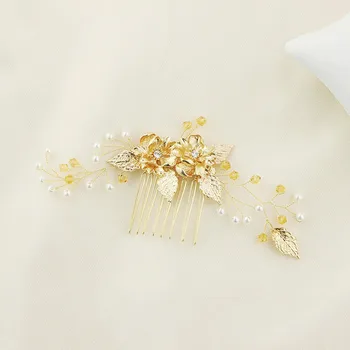 Pearl svadobné šperky crystal svadobné špirála vložená česať vlasy ozdoby jednoduché každodenné nevesta headdress Obrázok 2