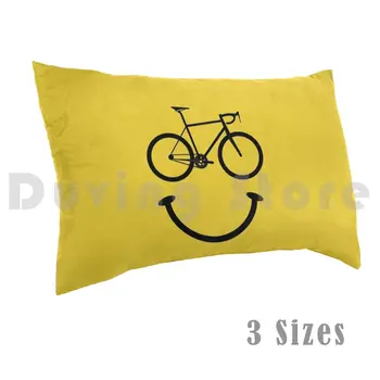 Požičovňa Tvár Vankúš DIY 50x75 Požičovňa Bicyklov Úsmev na Tvár Žltá Čierna Bicykli jazda na Bicykli Jazda Šťastný
