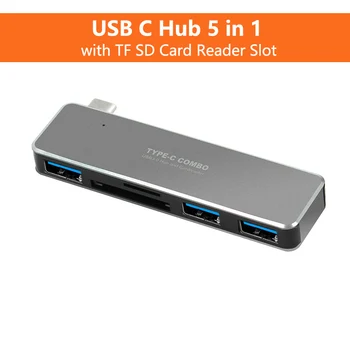 pre MacBook Pro USB C Hub Typ-C Thunderbolt 3 Adaptér s TF Kartu SD Slot Čítačky Hub 3.0 Port /Air Multi-functionCard Čitateľa Obrázok 2