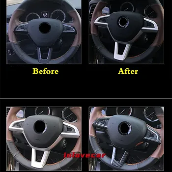 Pre Škoda Kodiaq volantu, trim, kryt ABS znak rám auto-styling panel odznak ABS Chrome krúžok liatie dekorácie 1pcs Obrázok 2