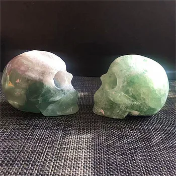 Prírodné polished quartz zelená fluorite krištáľové lebky liečivé kamene na liečenie reiki