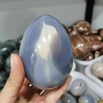 Prírodný kameň achát vajcia Domova Čakra Kameň Reiki Liečenie Obrázok 2
