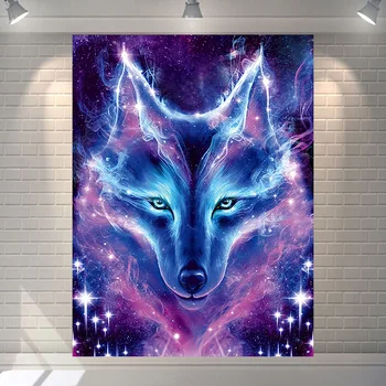 psychedelický vlk gobelín hviezdna stene visí koberec drop shipping stenu spálne deka