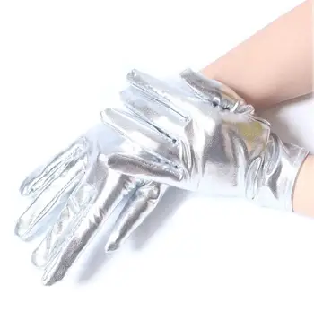 rukavice patent kožené módne Módne Sexy Unisex Zlatá Farba Etikety, Krátke Rukavice Večierok Výkon Prstové