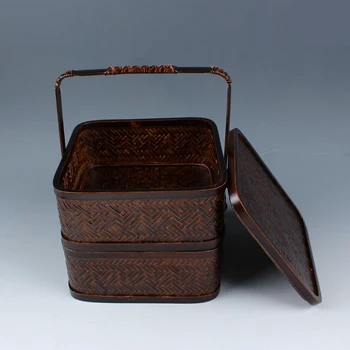 Ručné bambusu ročník potraviny box čaj box úložný box čajový obrad príslušenstvo Obrázok 2